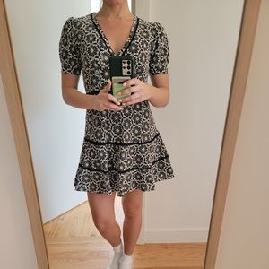 Aqua summer black and white mini dress